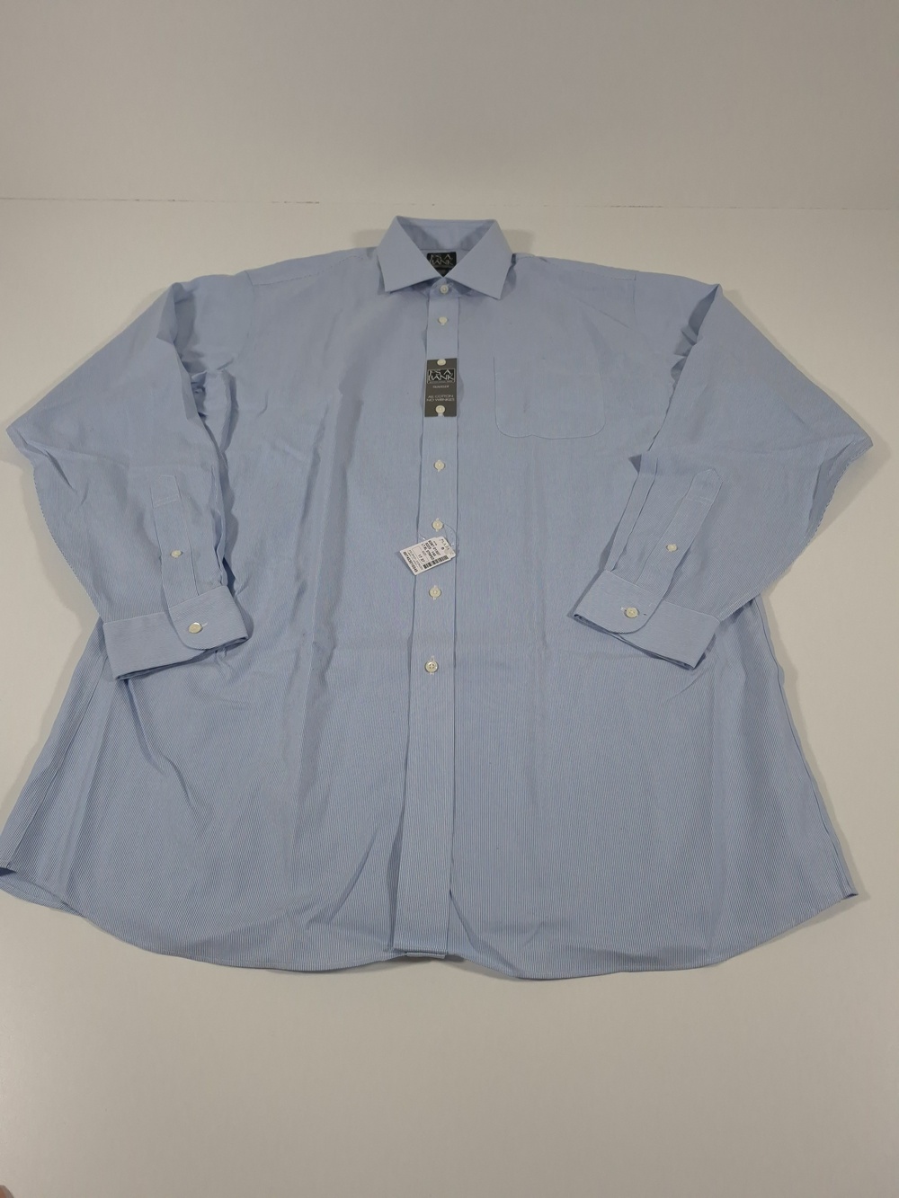 Jos. A. Bank Dress Shirt Mens 17 36/37 Blue Stripe Traveler Non Iron Cotton